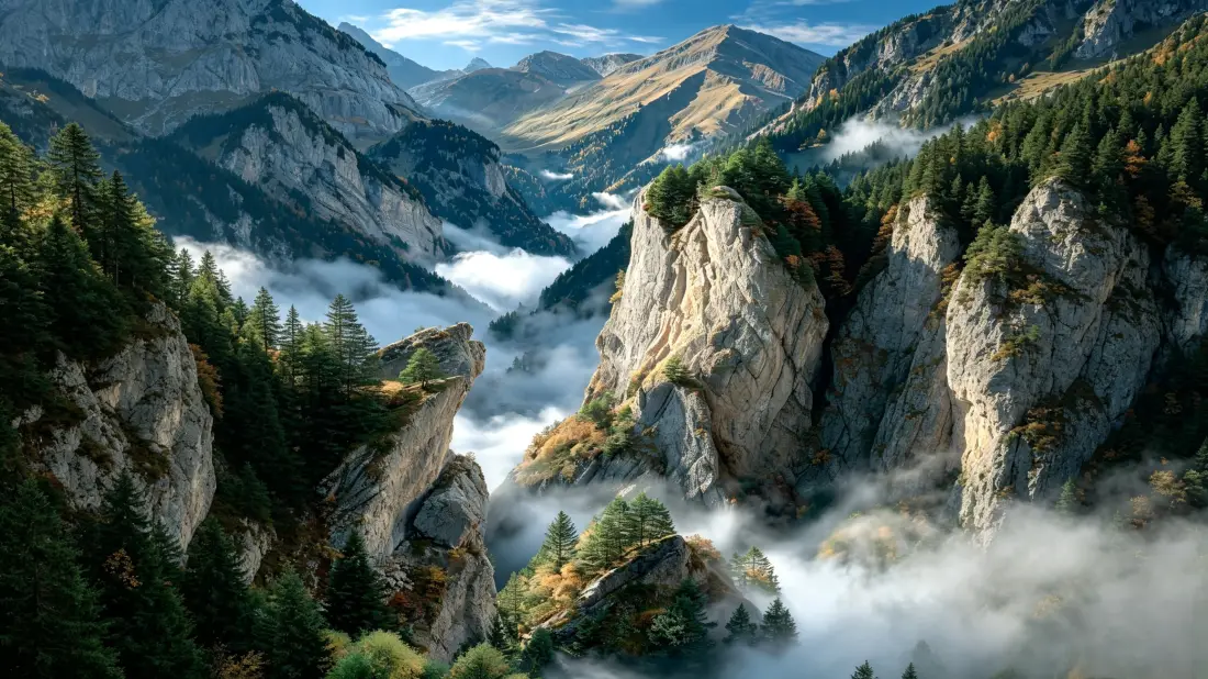 3k高山云海壁纸｜峡谷森林背景图片 - 壮丽自然景观「哲风壁纸」