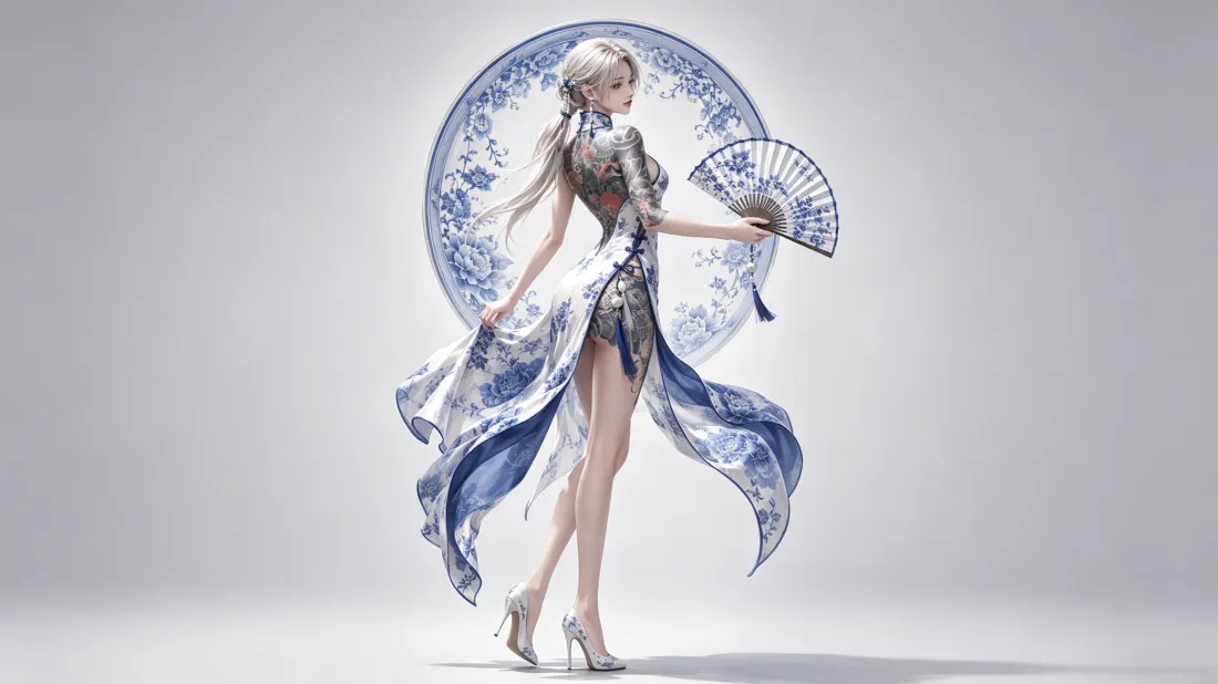 3k青花瓷旗袍少女壁纸｜国风二次元背景图片 - 清冷优雅「哲风壁纸」