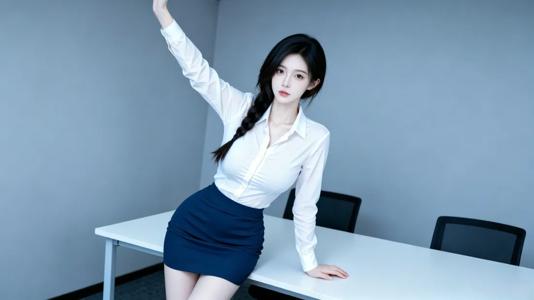 3k职场美女壁纸｜办公室背景图片 - 气质职业装穿搭「哲风壁纸」