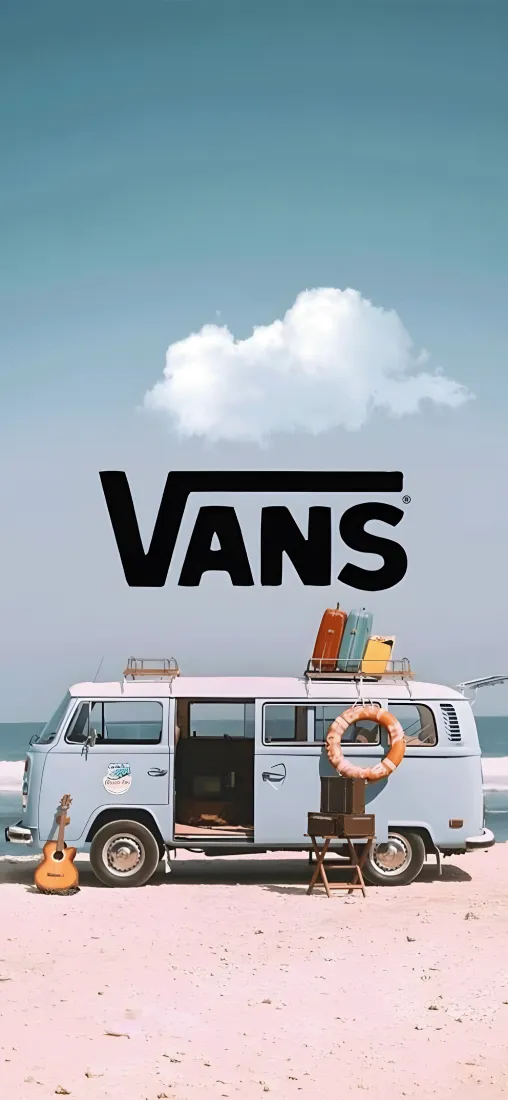 VANS手机壁纸｜海边沙滩背景图片 - 复古房车休闲度假「哲风壁纸」
