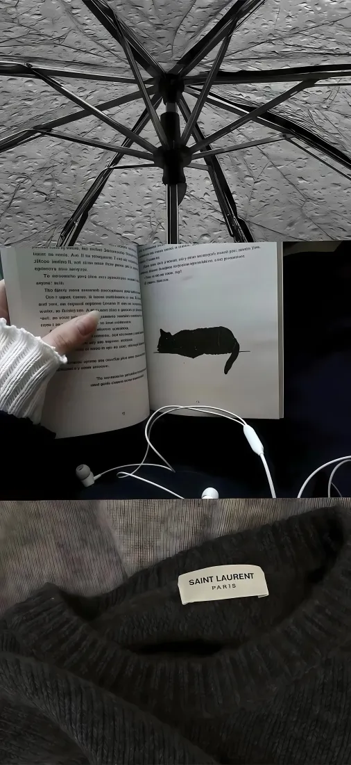 ins风插画手机壁纸｜雨天看书背景图片 - 黑猫简约「哲风壁纸」