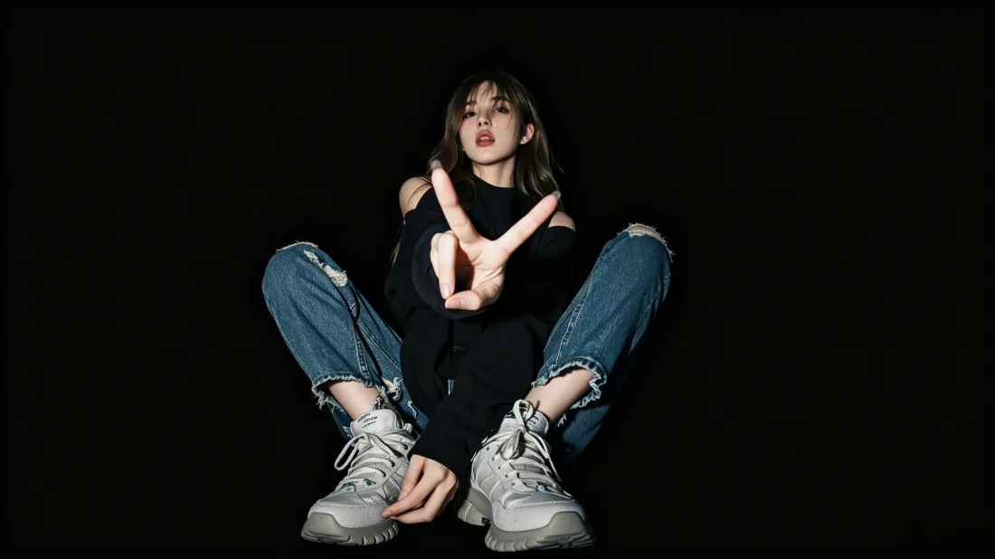 3k酷飒女生壁纸｜纯黑背景图片 - 个性时尚穿搭摆拍「哲风壁纸」