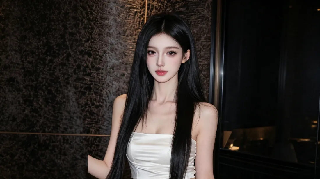 3k气质美女壁纸｜白抹胸穿搭背景图片 - 高级感时尚写真「哲风壁纸」