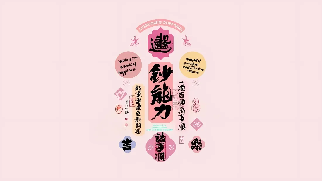 2k遇钞能力壁纸｜粉色国风背景图片 - 祈福招财好运吉利「哲风壁纸」