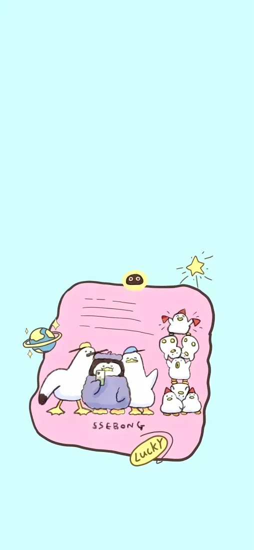 可爱卡通小动物手机壁纸｜淡蓝清新背景图片 - 趣味手绘插画「哲风壁纸」