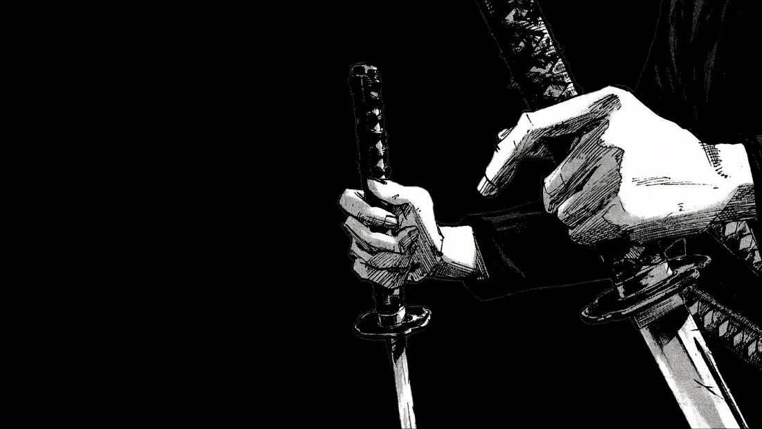 4k宫本武藏壁纸｜手持武士刀背景图片 - 浪客行黑白风「哲风壁纸」