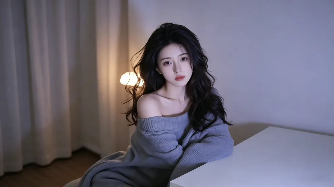 3k卷发美女壁纸｜居家清冷背景图片 - 氛围感写真「哲风壁纸」