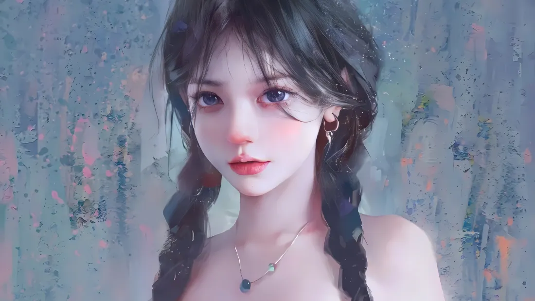 4k双麻花辫少女壁纸｜朦胧背景图片 - 高清二次元插画「哲风壁纸」