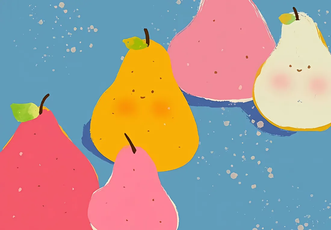 3k卡通梨子壁纸｜清新水果背景图片 - 手绘治愈插画「哲风壁纸」