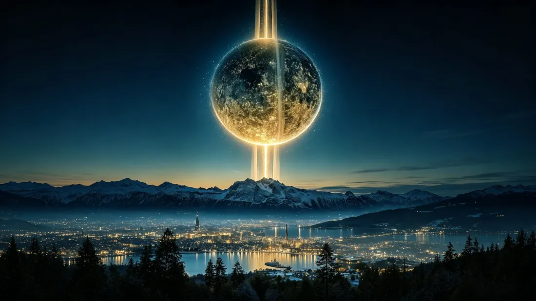 3k科幻发光星球壁纸｜城市夜景山脉背景图片 - 高级质感「哲风壁纸」