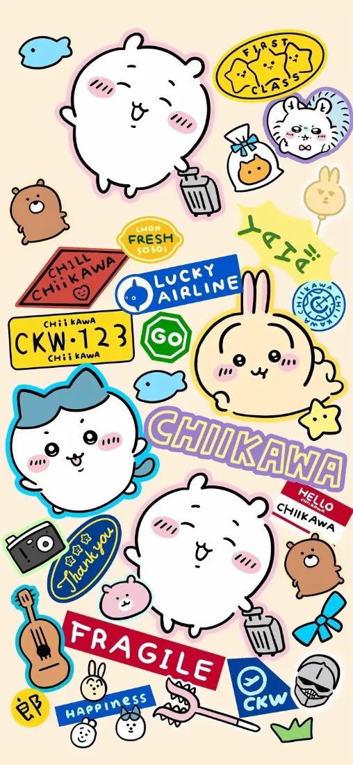 Chiikawa手机壁纸｜多角色贴纸背景图片 - 日系可爱Q版萌物「哲风壁纸」