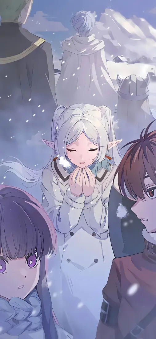 葬送的芙莉莲手机壁纸｜雪地背景图片 - 睡眠少女芙莉莲「哲风壁纸」