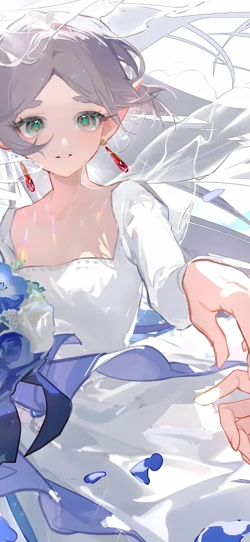 葬送的芙莉莲手机壁纸｜精灵少女背景图片 - 蓝白日系插画「哲风壁纸」