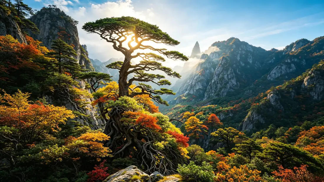 3k黄山迎客松壁纸｜秋日山林背景图片 - 壮美自然风光「哲风壁纸」