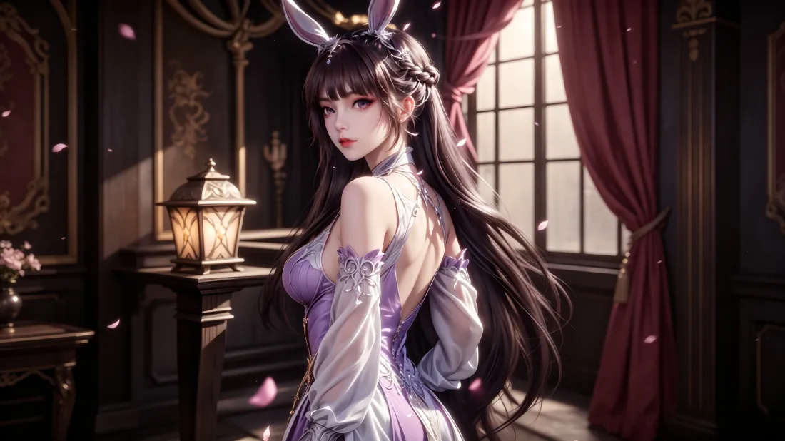 3k小舞壁纸｜紫色礼服复古房间背景图片 - 斗罗大陆二次元美女「哲风壁纸」