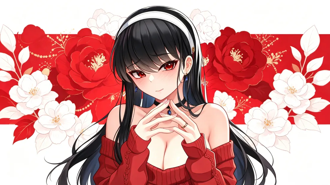 3k约尔福杰壁纸｜玫瑰花背景图片 - 红瞳二次元少女「哲风壁纸」