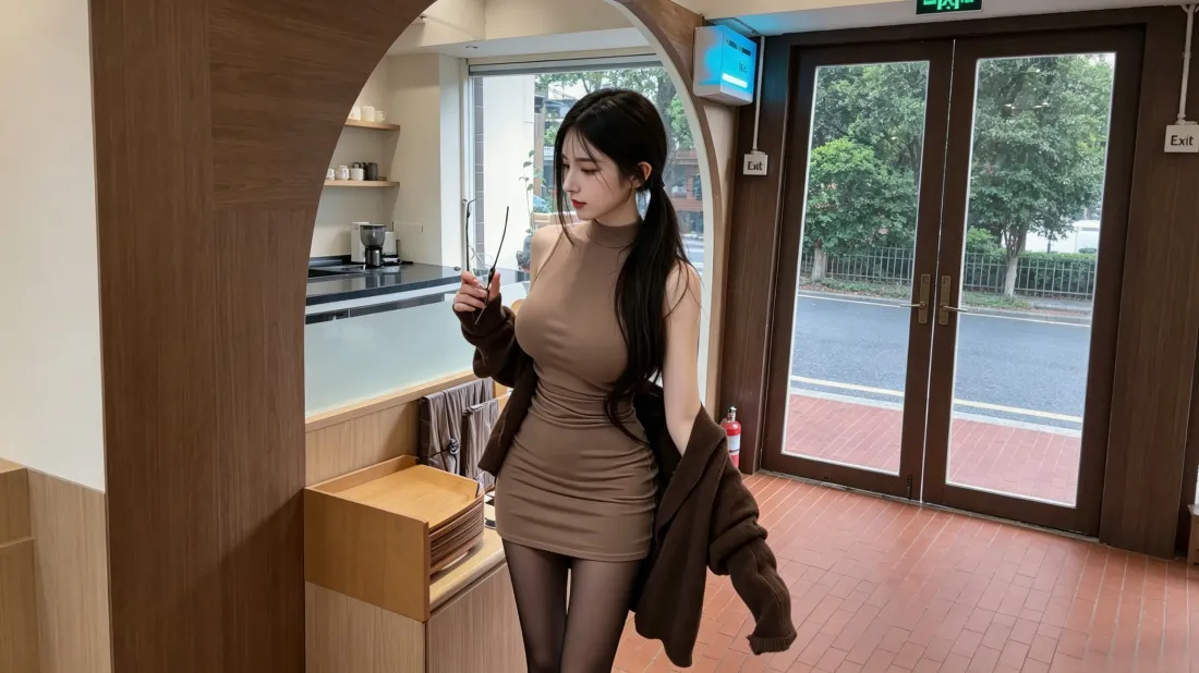 3k气质美女壁纸｜咖啡店穿搭背景图片 - 时尚休闲写真「哲风壁纸」