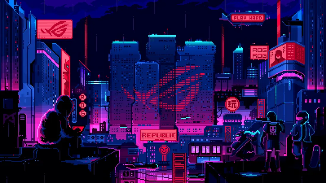 2kROG壁纸｜赛博朋克都市背景图片 - 败家之眼霓虹风「哲风壁纸」