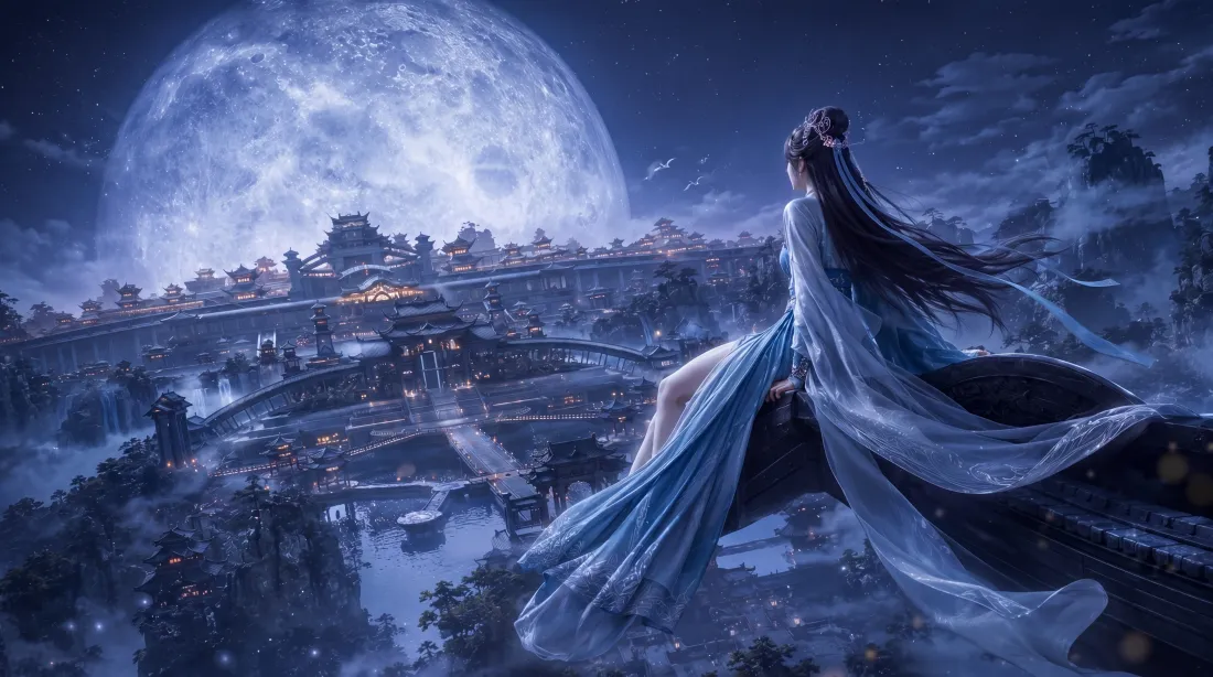 6k南宫婉壁纸｜月夜仙侠宗门背景图片 - 凡人修仙传动漫角色「哲风壁纸」