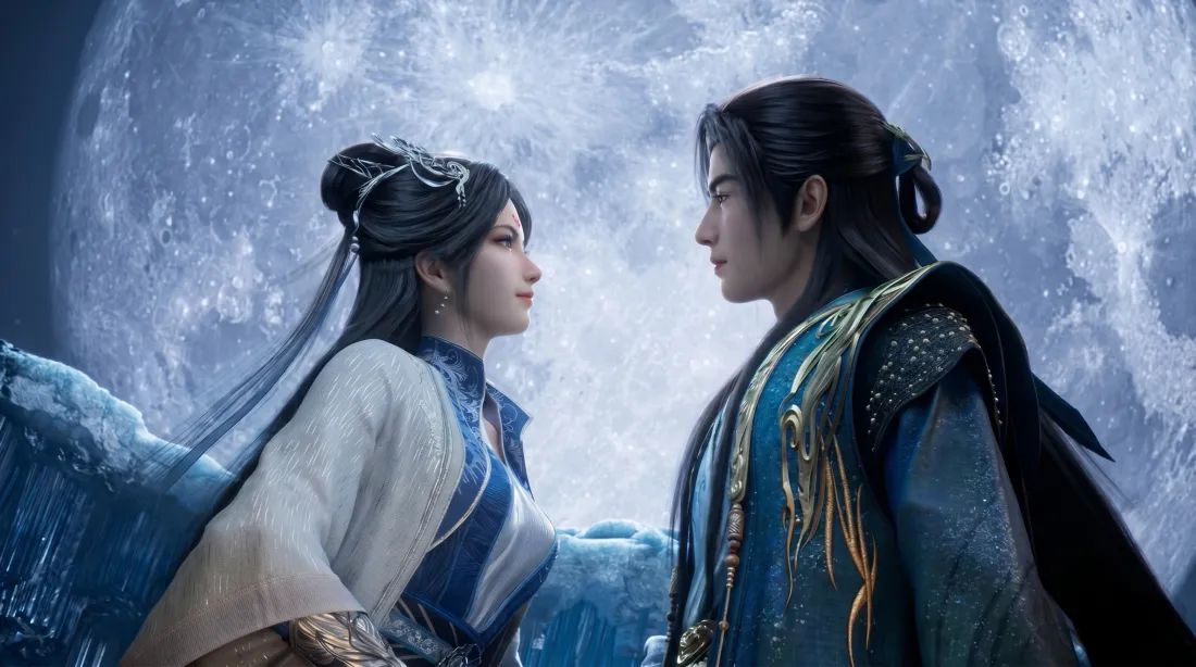 6k韩立南宫婉壁纸｜冰雪对视背景图片 - 凡人修仙传「哲风壁纸」