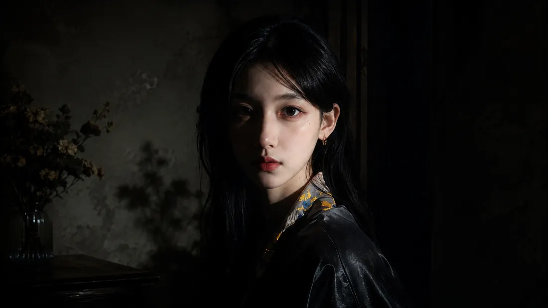 2k女孩肖像壁纸｜暗调光影背景图片 - 氛围感人像「哲风壁纸」
