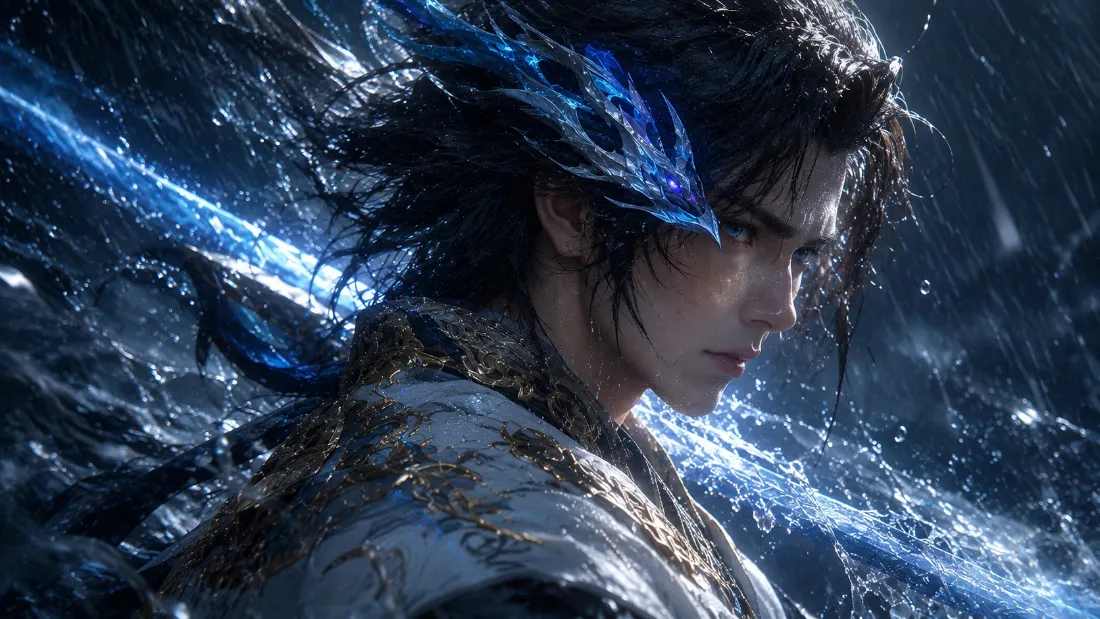 2k镜玄壁纸｜水波光影背景图片 - 蓝色调国风写实「哲风壁纸」