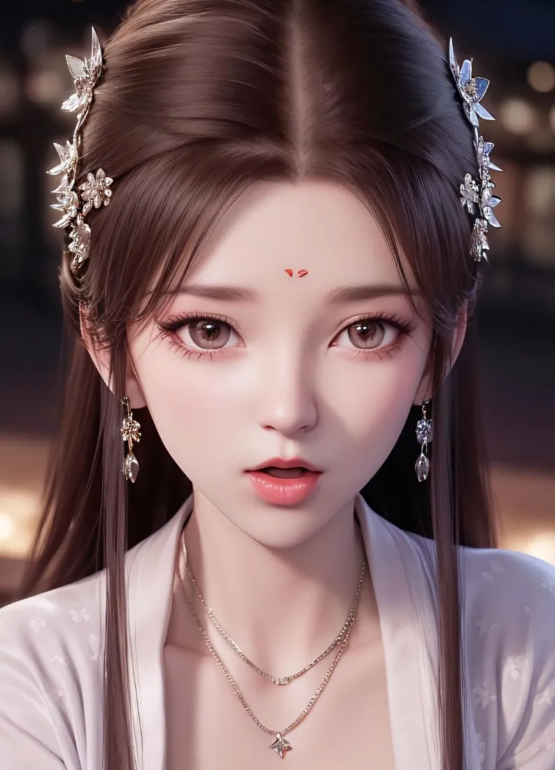 AI古风仙侠少女手机壁纸｜3D白衣背景图片 - 国风花钿美女「哲风壁纸」