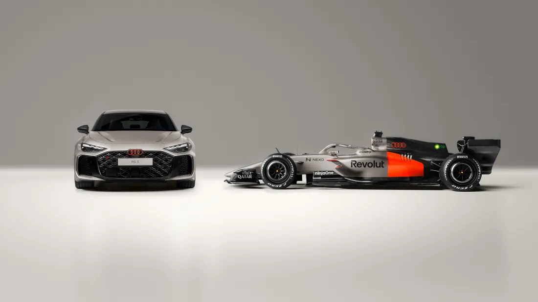 4k奥迪RS5与F1赛车壁纸｜性能汽车背景图片 - 高端座驾「哲风壁纸」