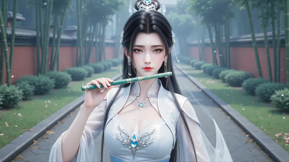 6k李慕婉壁纸｜竹林古风背景图片 - 仙侠白衣古装女子「哲风壁纸」