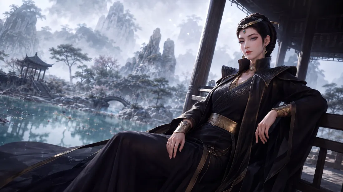 6k温夫人壁纸｜云雾山林背景图片 - 凡人修仙传动漫角色「哲风壁纸」