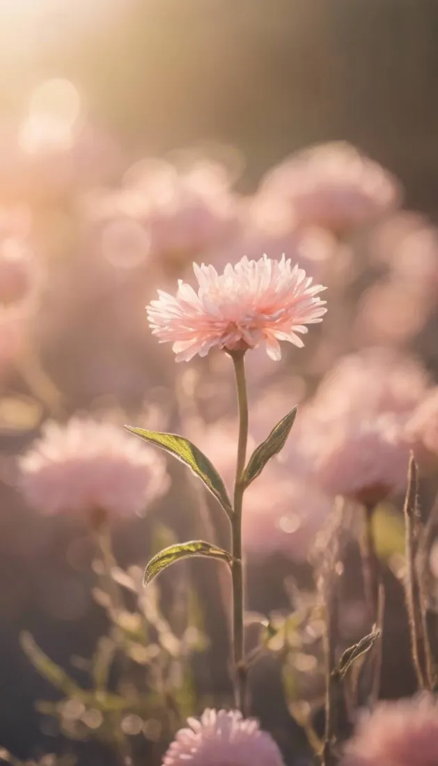 浅粉花卉手机壁纸｜春日暖光花野背景图片 - 温柔治愈氛围「哲风壁纸」