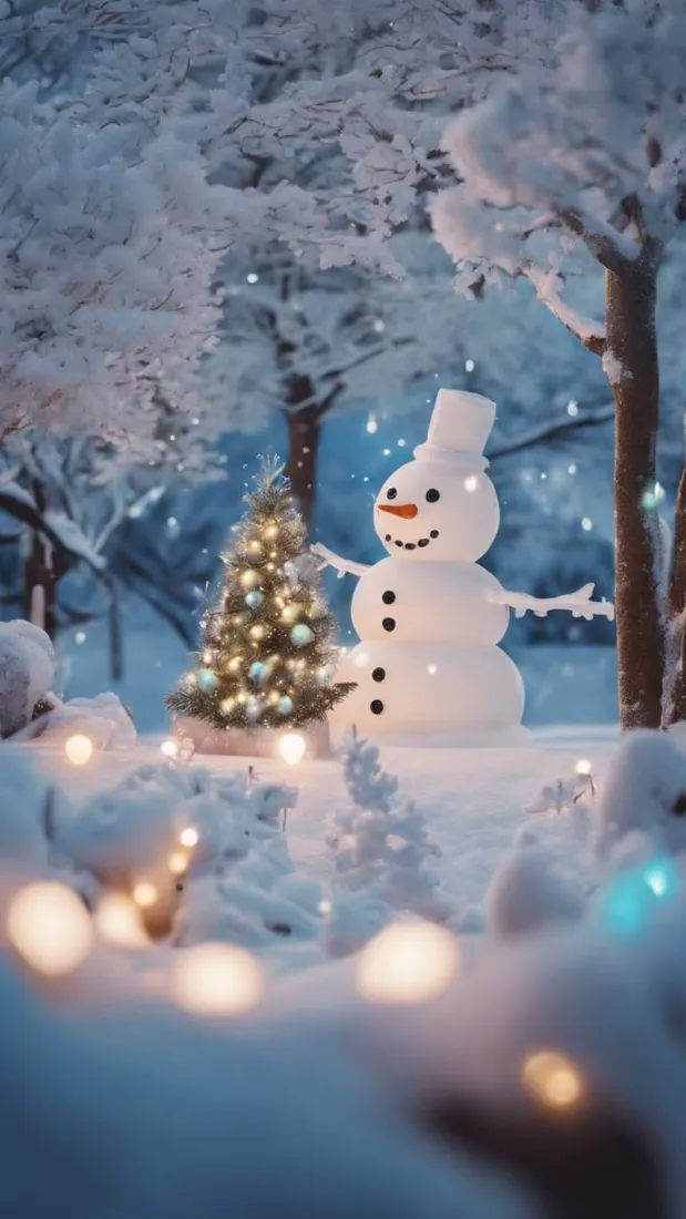 雪人手机壁纸｜冬日雪景背景图片 - 治愈浪漫氛围「哲风壁纸」