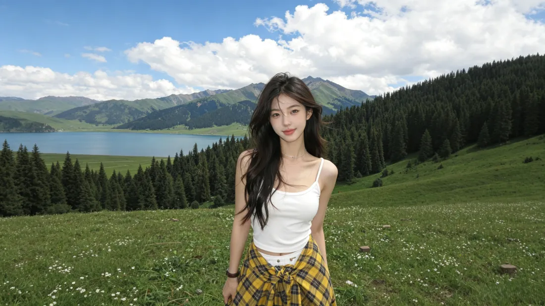 3k清新美女壁纸｜草原森林背景图片 - 治愈户外写真「哲风壁纸」