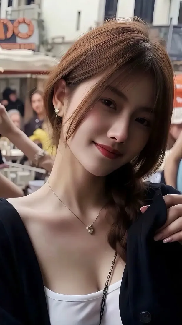 棕发美女手机壁纸｜街头随拍背景图片 - 氛围感气质穿搭「哲风壁纸」