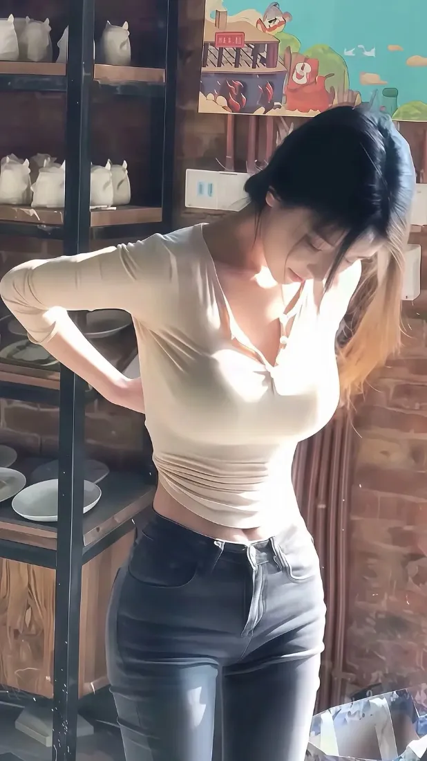 气质美女手机壁纸｜暖光室内背景图片 - 性感修身穿搭「哲风壁纸」