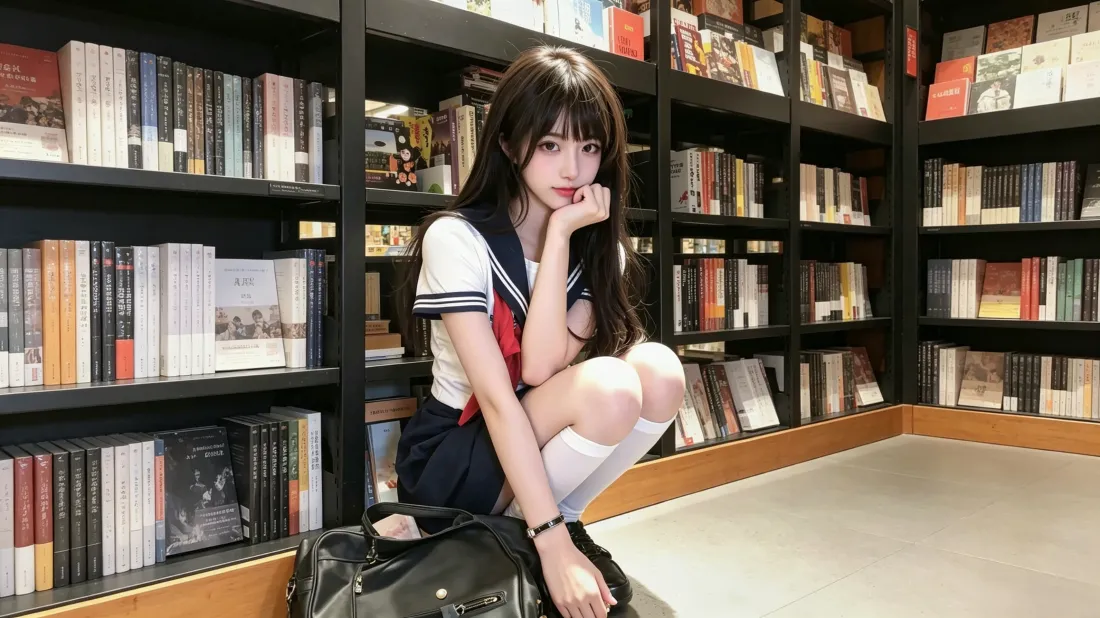 3kJK少女壁纸｜图书馆背景图片 - 青春校园风写真「哲风壁纸」