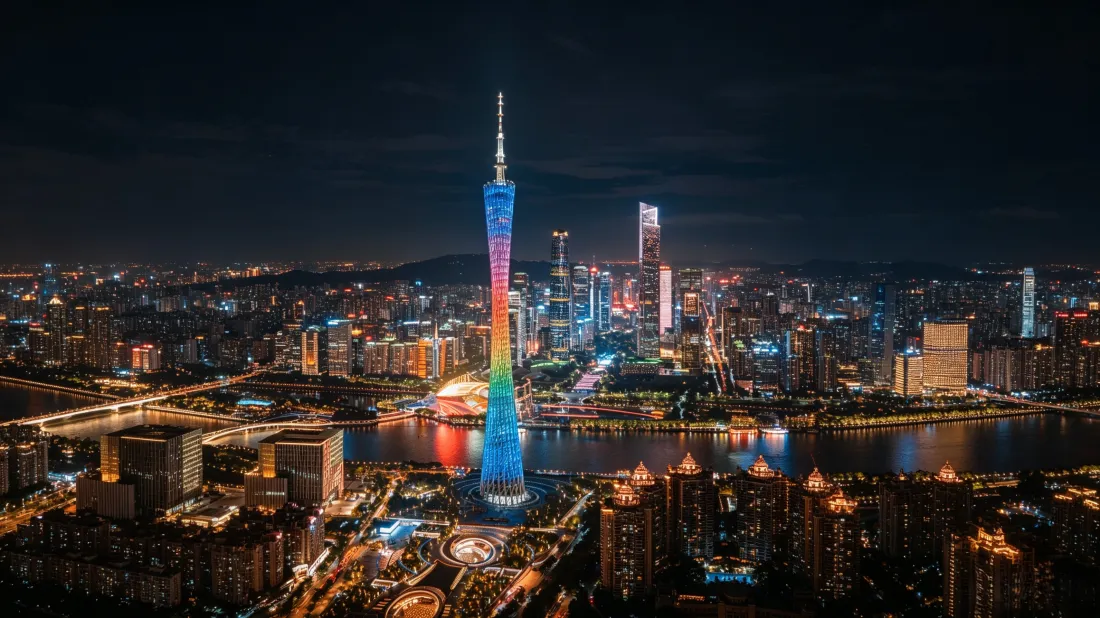 3k广州塔壁纸｜城市夜景背景图片 - 灯火璀璨都市风光「哲风壁纸」
