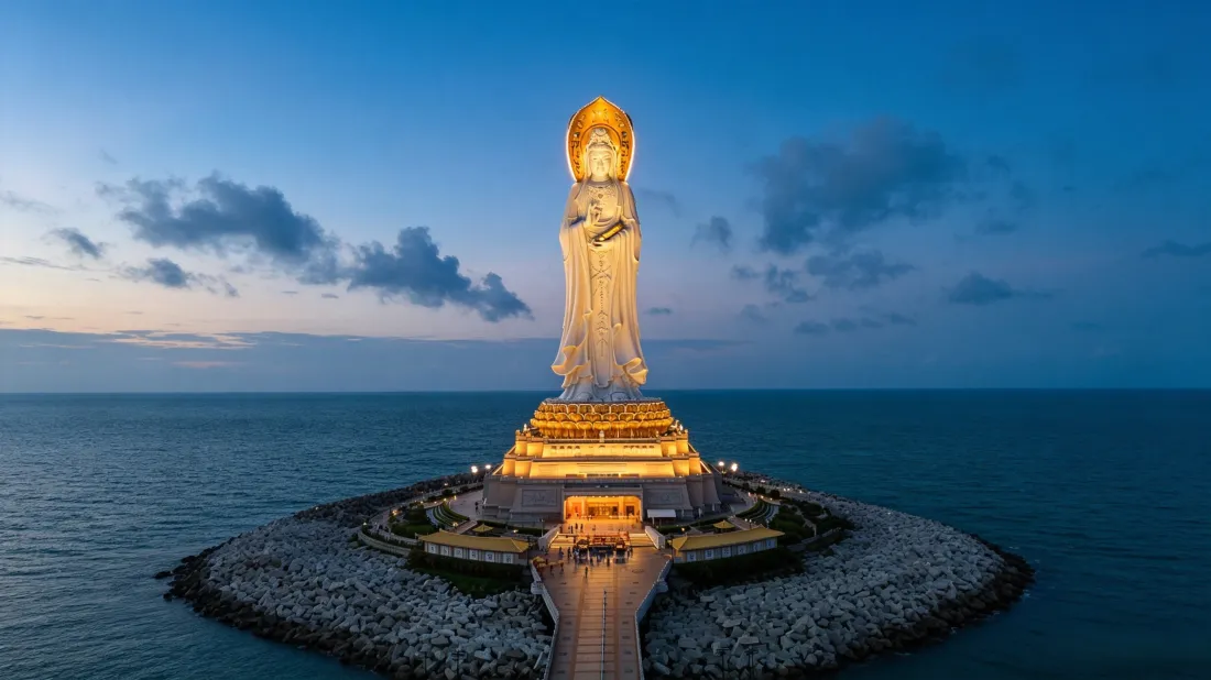 3k三亚南海观音壁纸｜碧海蓝天背景图片 - 海南地标风景「哲风壁纸」