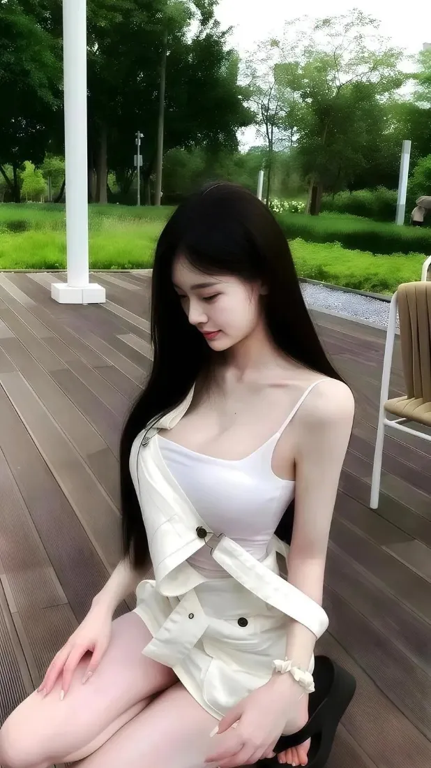 白衣美女手机壁纸｜户外公园背景图片 - 清新休闲人像「哲风壁纸」