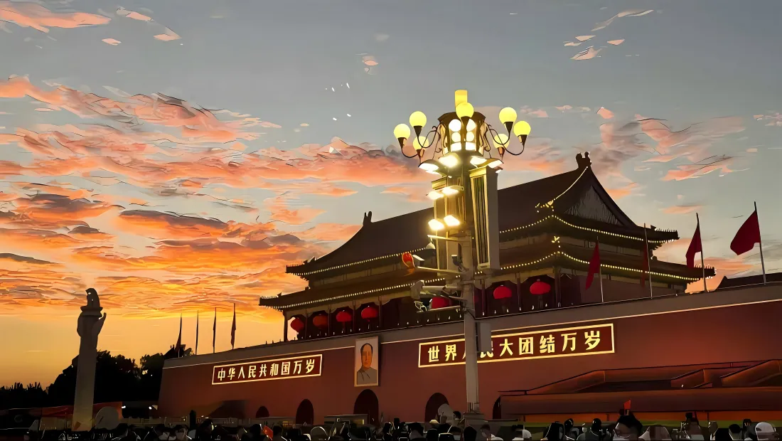 9k天安门壁纸｜黄昏火烧云背景图片 - 爱国红色首都地标「哲风壁纸」