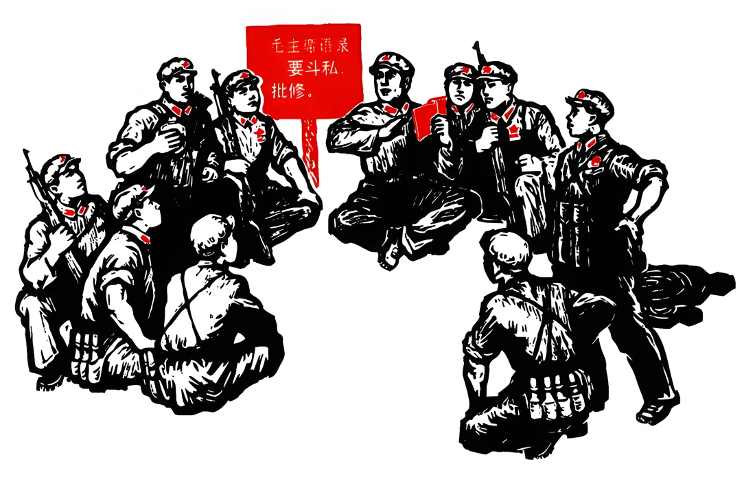 8k红色革命壁纸｜军人集体学习背景图片 - 爱国主题版画「哲风壁纸」