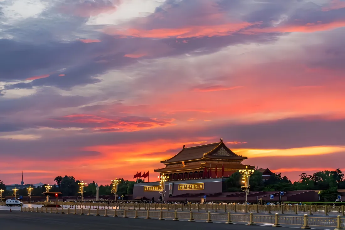 8k天安门壁纸｜绚烂晚霞背景图片 - 爱国风景「哲风壁纸」