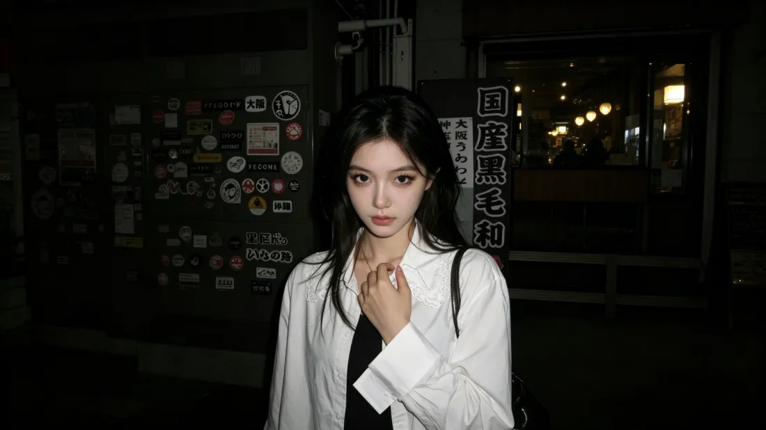 3k清冷长发美女壁纸｜夜景街头背景图片 - 氛围感穿搭「哲风壁纸」