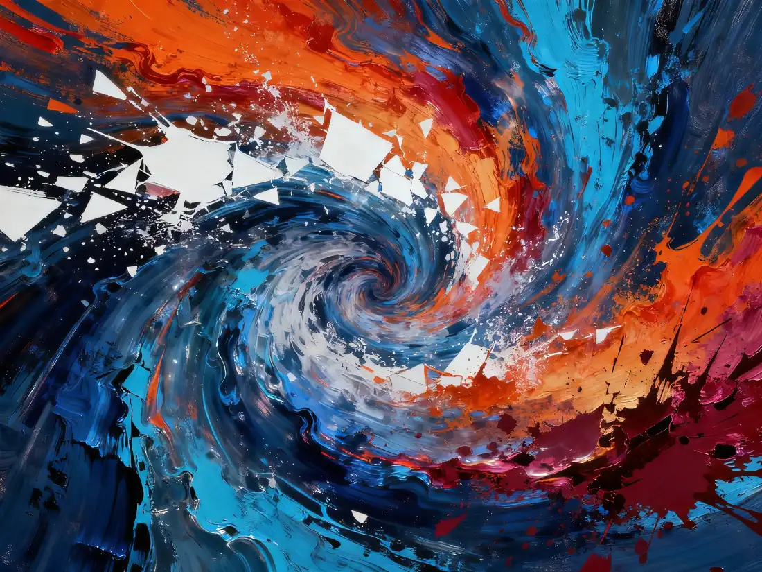 4k抽象海浪艺术壁纸｜个性创意漩涡背景图片 - 油彩笔触创作「哲风壁纸」