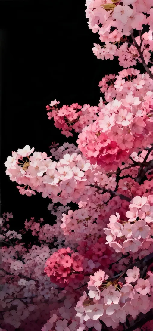 春日樱花手机壁纸｜暗黑粉色花卉背景图片 - 高清质感「哲风壁纸」