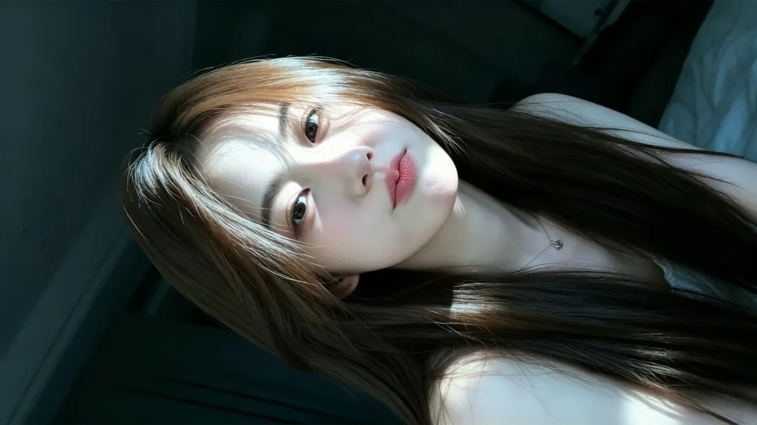 3k棕发大眼美女壁纸｜冷调居家背景图片 - 柔媚氛围感「哲风壁纸」
