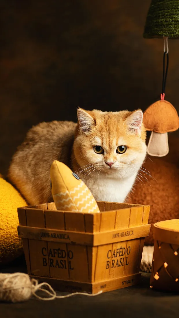 金渐层猫咪手机壁纸｜木盒萌宠背景图片 - 治愈可爱「哲风壁纸」