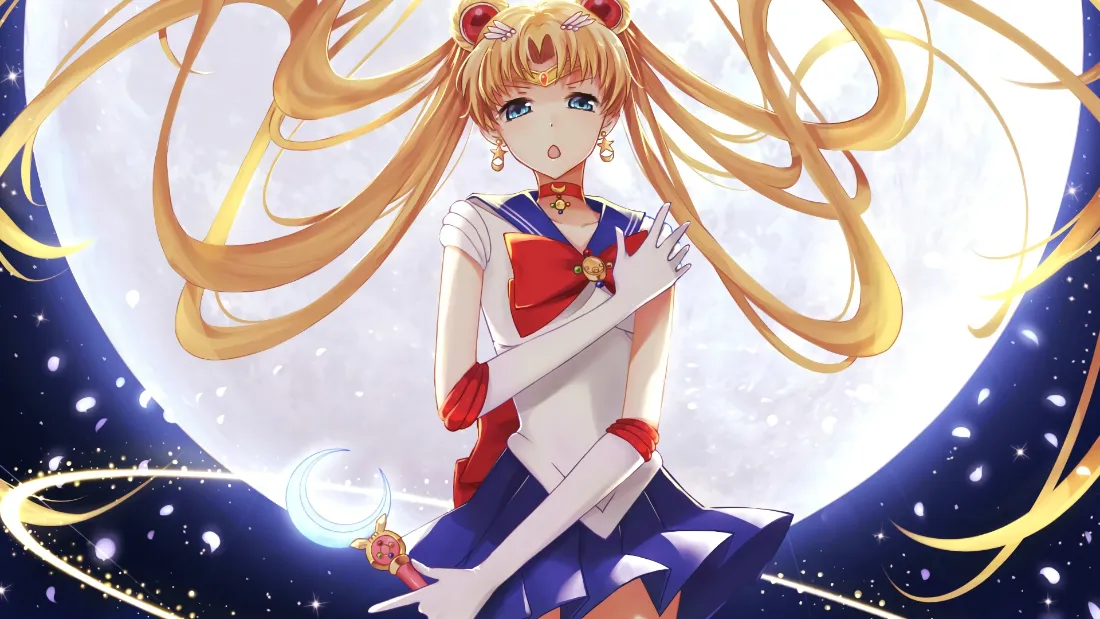 2k水冰月壁纸｜星空月夜背景图片 - 亮色系二次元美少女「哲风壁纸」