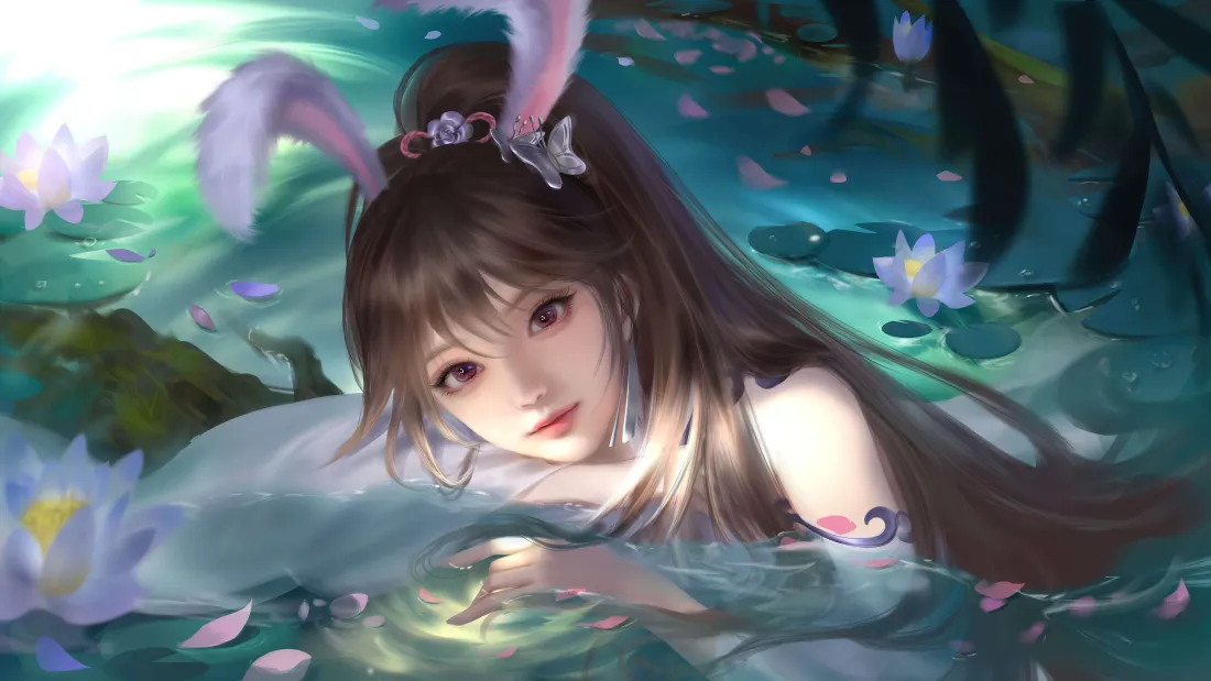 7k小舞壁纸｜池塘荷花背景图片 - 斗罗大陆二次元少女「哲风壁纸」