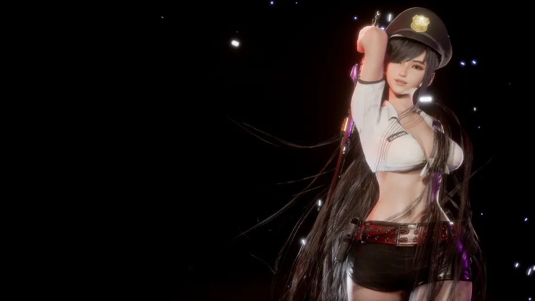 4k剑星伊芙壁纸｜黑色光点背景图片 - 3D制服美女「哲风壁纸」
